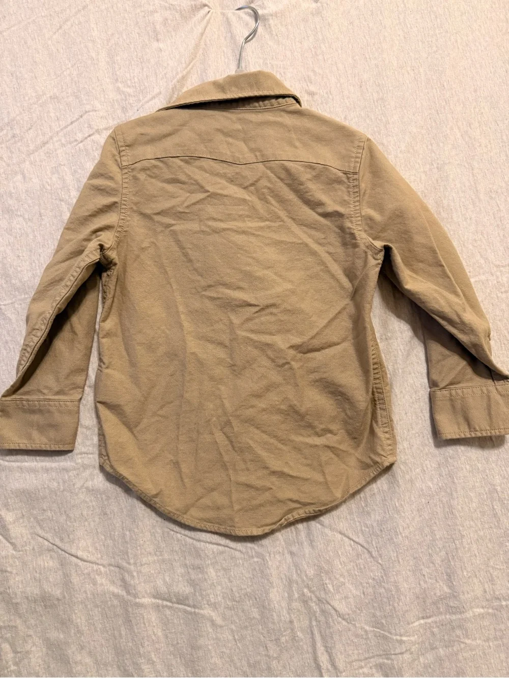 GAP x Pixar Kids Tan Long-Sleeve Button-Down Shirt with Embroidered Motif